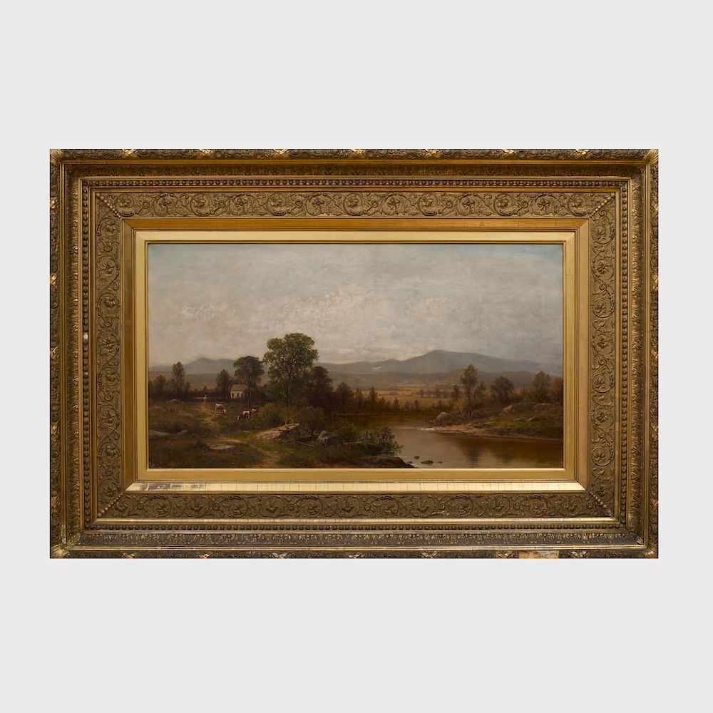 Appraisal: Charles Wilson Knapp - Mountain Landscape with Farm Oil on