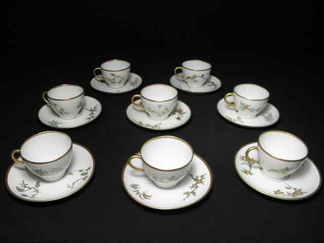 Appraisal: Richard Ginori porcelain demitasse set for eight Floral pattern with