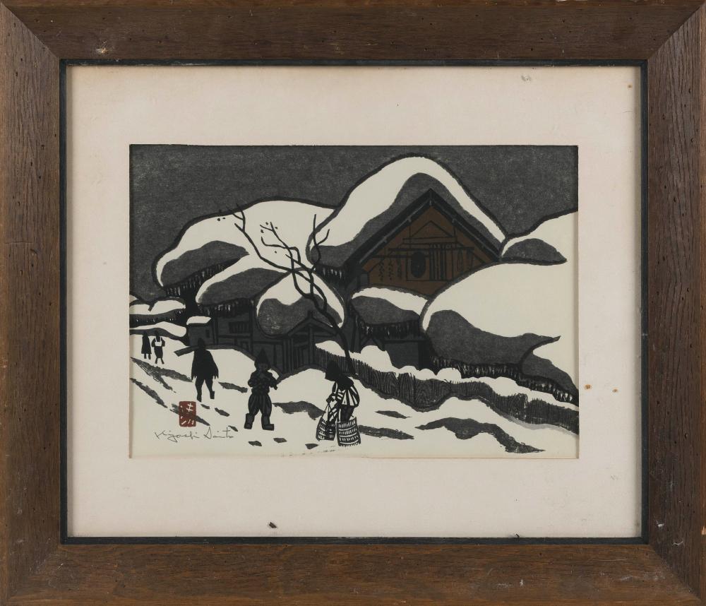 Appraisal: KIYOSHI SAITO JAPAN - WINTER IN AIZU WOODBLOCK PRINT DAI-OBAN