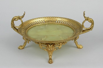 Appraisal: A Continental Ormolu And Hardstone Centerpiece A Continental ormolu centerpiece