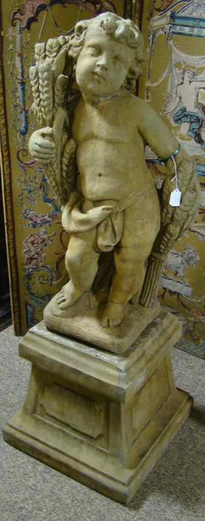 Appraisal: CAST STONE FIGURE OF AN ALLEGORICAL FALL PUTTO