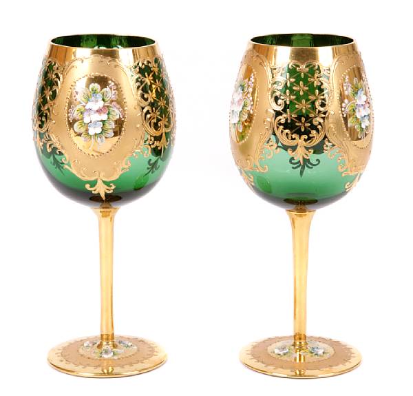 Appraisal: A set of eleven gilt heightened and enamel decorated green