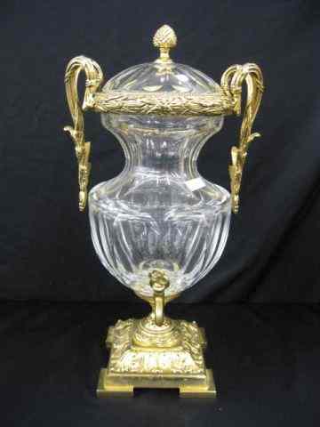 Appraisal: French Cut Crystal Dore Bronze Urn with dispenser signed France