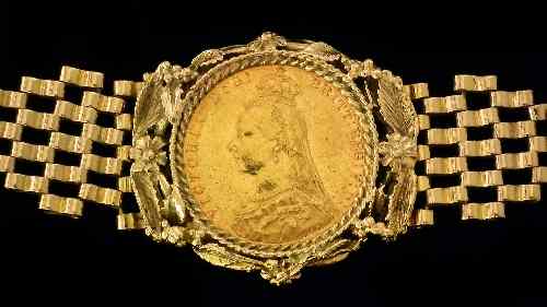 Appraisal: A Victoria Jubilee Head Sovereign in ct gold bracelet mount