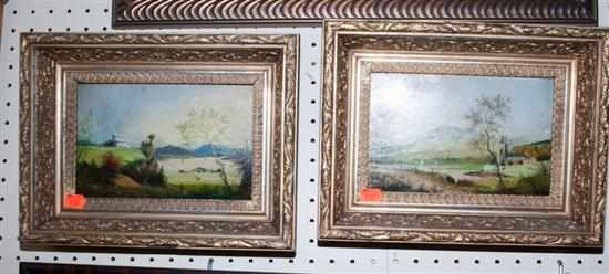 Appraisal: Pair of Landscapes oils on board each framed Estimate -