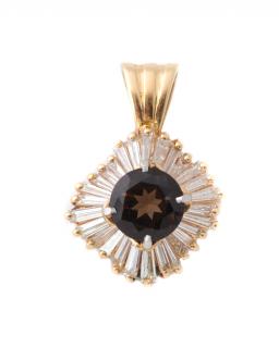 Appraisal: k Yellow Gold Smoky Quartz Diamond Pendant Ladies k yellow