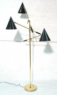 Appraisal: Vintage Brass Triennale Style Floor Lamp with Bla Vintage Brass