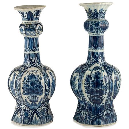 Appraisal: Pair of Delft Blue and White Porcelain Vases Estimate -