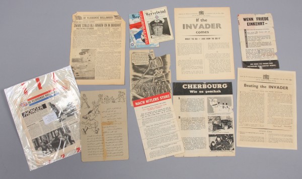 Appraisal: Grouping of materials including Allied pamphlets and propaganda sheets regarding