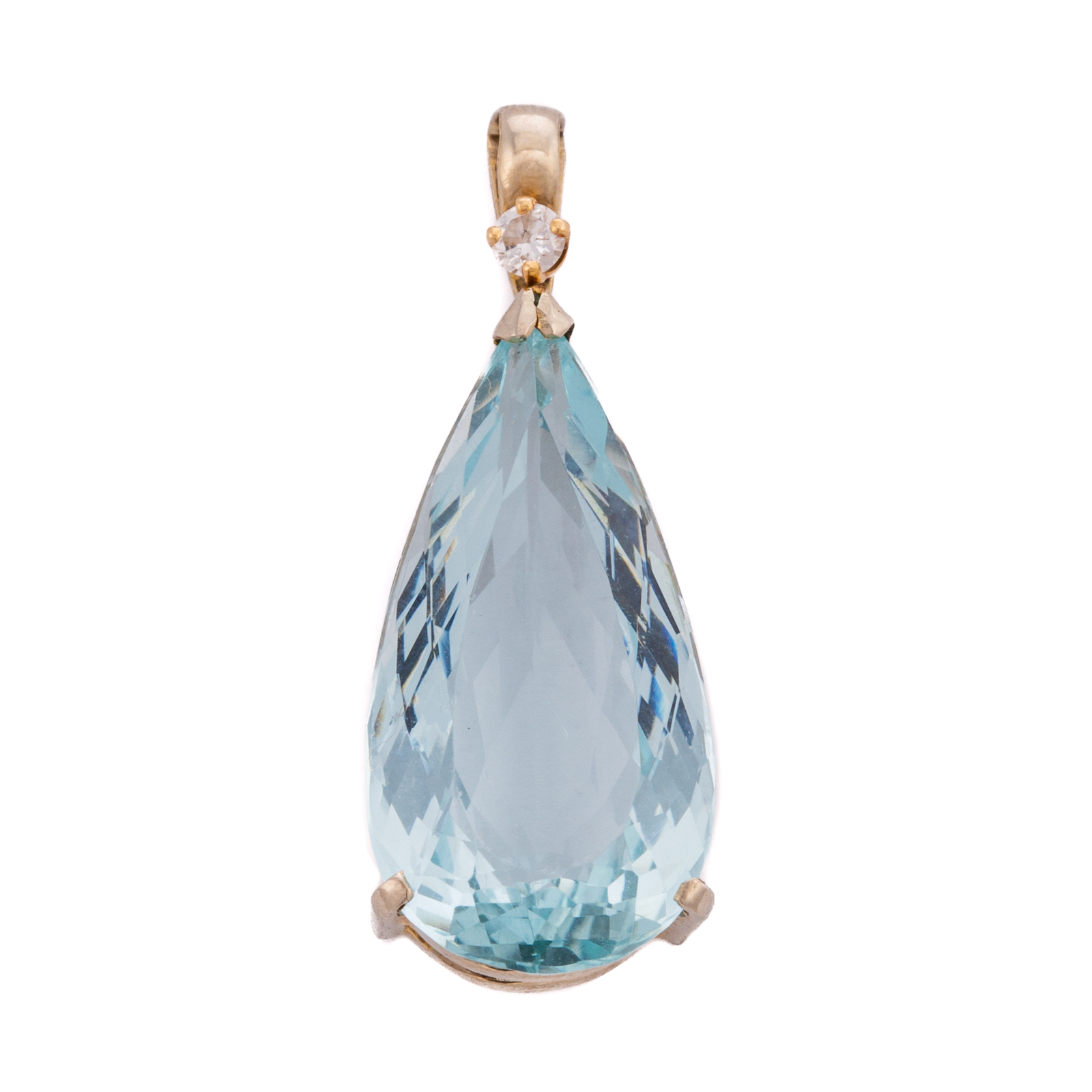 Appraisal: A TEARDROP SHAPE AQUAMARINE DIAMOND PENDANT K white gold pendant