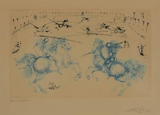 Appraisal: Salvador Dali Spanish - Combat des Cavaliers Etching with aquatint