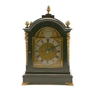 Appraisal: H Beckwith English Bracket Clock English Ebonized Bracket Clock The