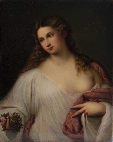 Appraisal: A Berlin KPM porcelain plaque of Flora after Titian Tiziano