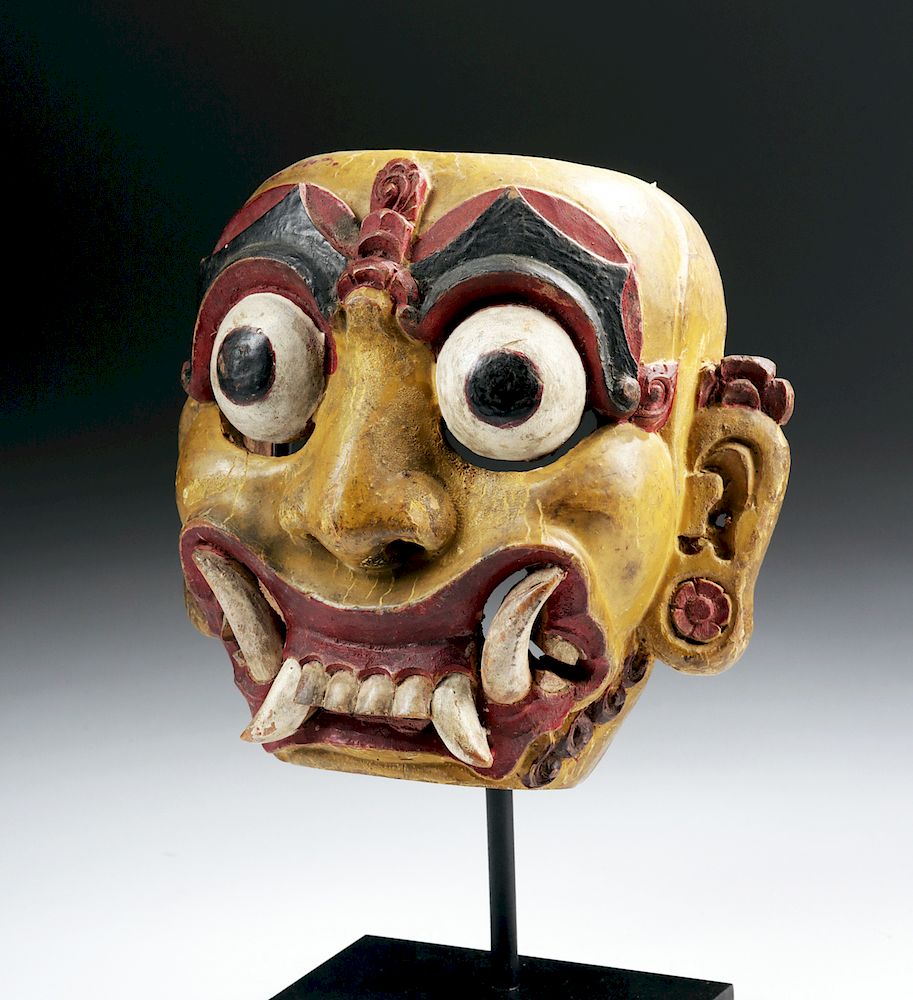 Appraisal: th C Indonesian Painted Wood Mask - Barong Southeast Asia