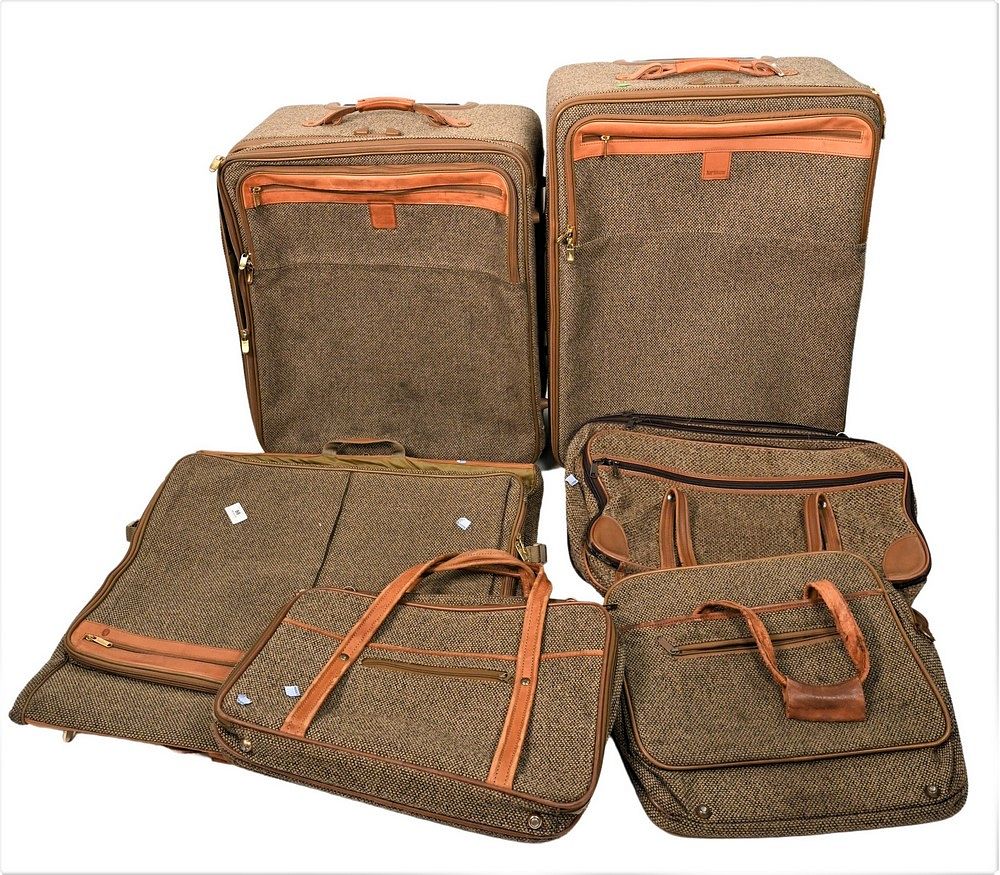 Appraisal: Six pieces of Tweed Hartmann Luggage and One Ventura Overnight