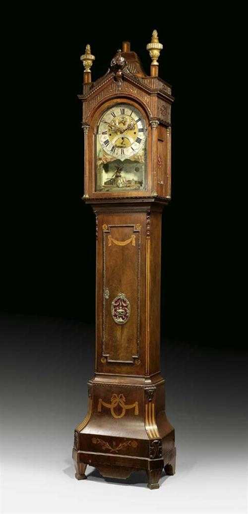 Appraisal: ASTRONOMICAL LONGCASE CLOCK WITH CHIMES AND AUTOMATON Louis XVI the