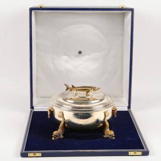 Appraisal: English sterling silver caviar server by Asprey Co London circa