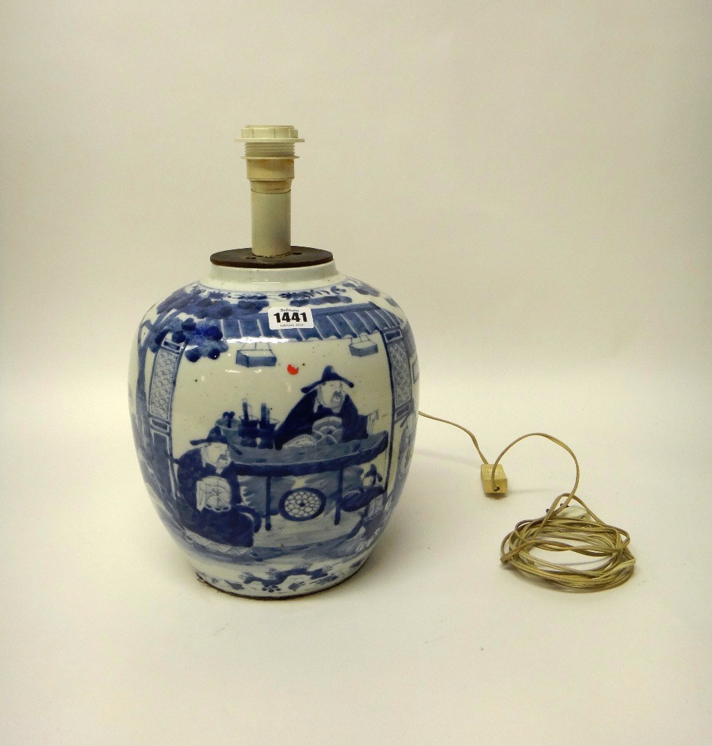 Appraisal: A Chinese blue and white oviform vase circa painted with