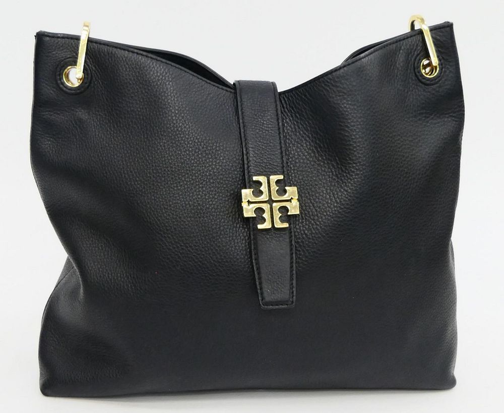 Appraisal: TORY BURCH BLACK LEATHER PURSE TORY BURCH BLACK LEATHER PURSE