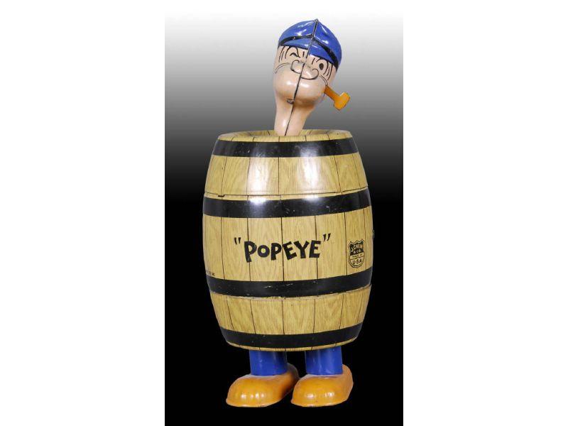 Appraisal: Chein Tin Wind-Up Popeye in Barrel Toy Description '' T