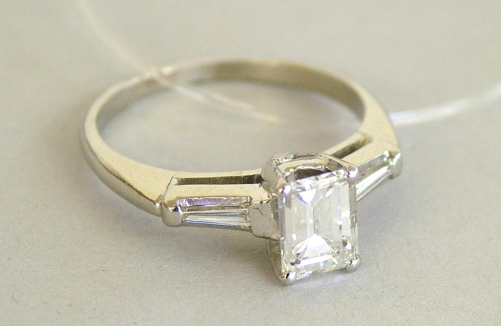 Appraisal: Platinum emerald cut diamond ring