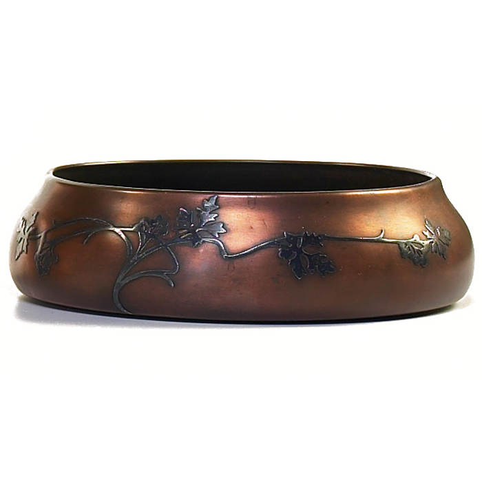 Appraisal: Heintz bowl sterling on bronze applied leaf and berry design