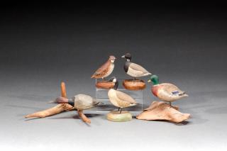 Appraisal: Five Miniature Bird Carvings Five Miniature Bird Carvingsc - canvasback