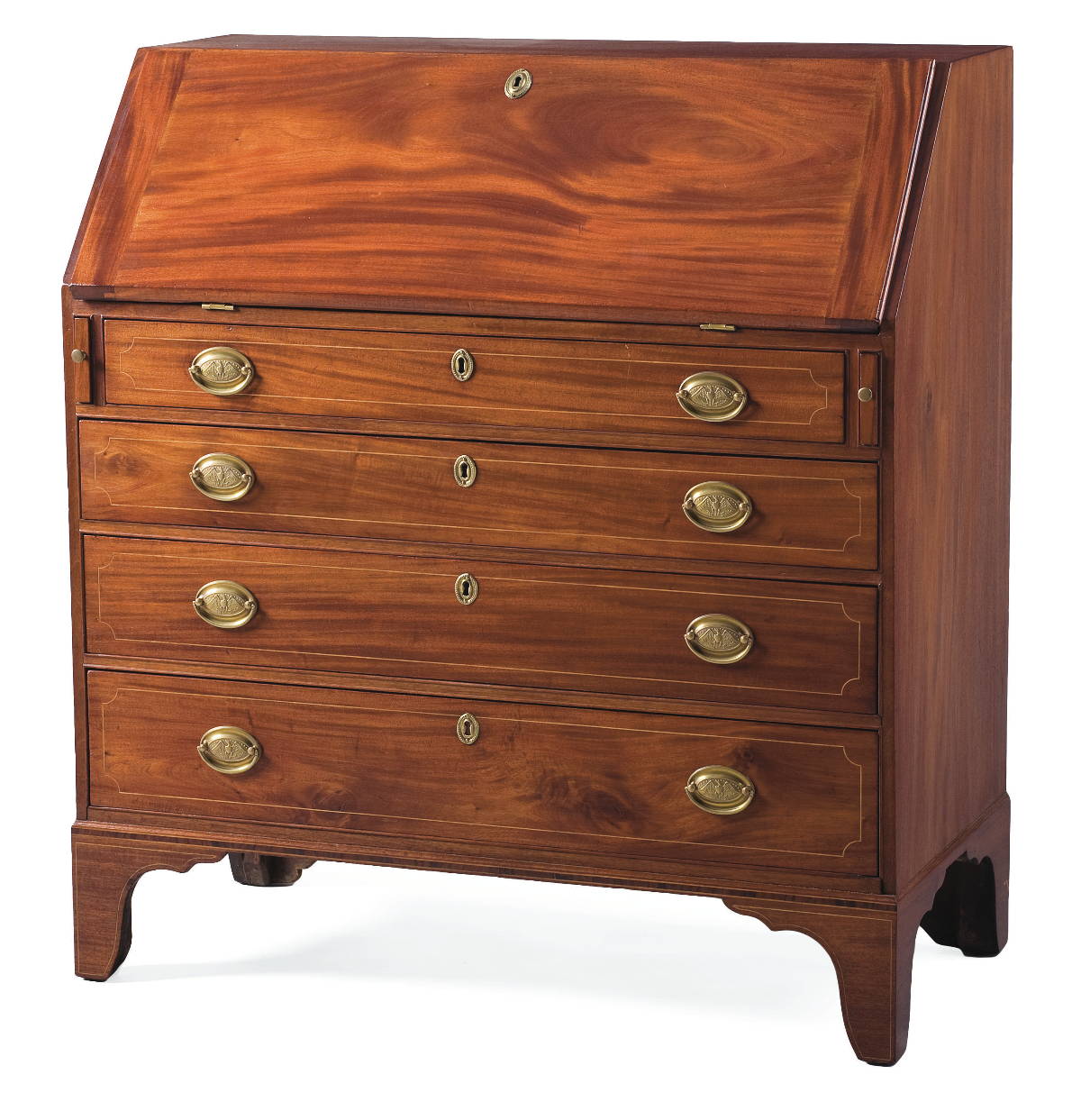 Appraisal: AMERICAN HEPPLEWHITE INLAID MAHOGANY SLANT-LID DESK Height inches width inches