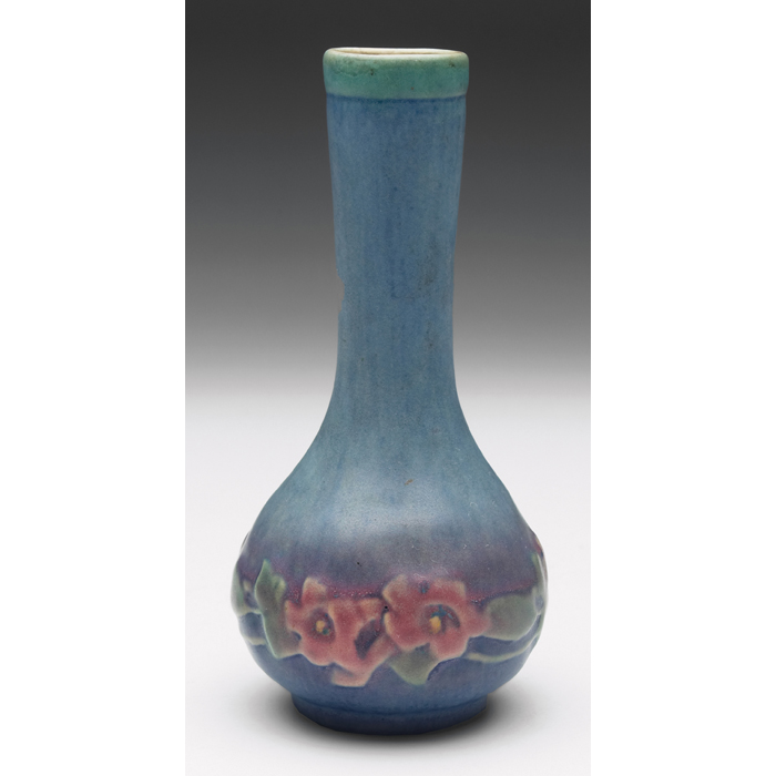 Appraisal: Newcomb College bud vase carved and painted floral design executed