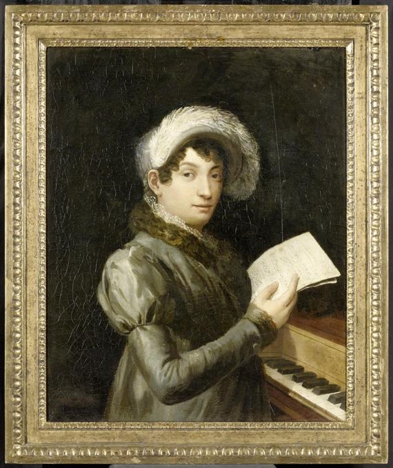 Appraisal: GERMANY th c Portrait of a young woman playing piano