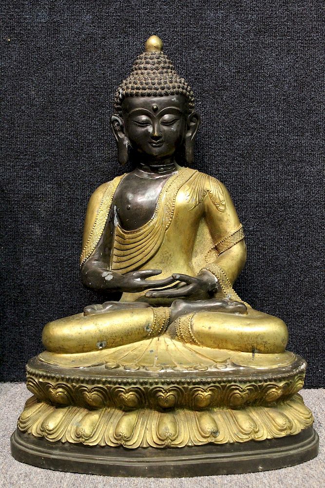 Appraisal: Large Antique Thai Gilt Bronze Seated Buddha Large Antique Thai