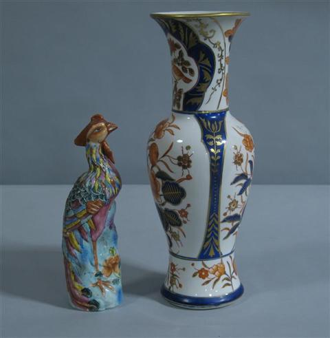 Appraisal: IMARI STYLE BALUSTER VASE AND PHEASANT The vase marked with