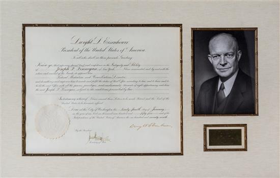 Appraisal: Sale Lot PRESIDENTS EISENHOWER DWIGHT D Document signed as President