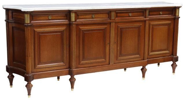 Appraisal: French Louis XVI style mahogany breakfront sideboard N F Ameublement