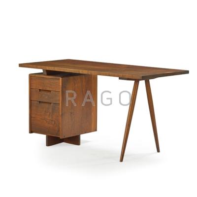 Appraisal: GEORGE NAKASHIMA - NAKASHIMA STUDIOS Walnut Single Pedestal Desk New