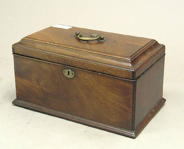 Appraisal: A George III mahogany tea caddy late th century Of