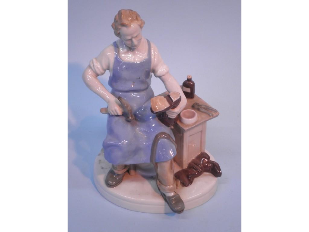 Appraisal: A continental porcelain figure of a cobbler cm high