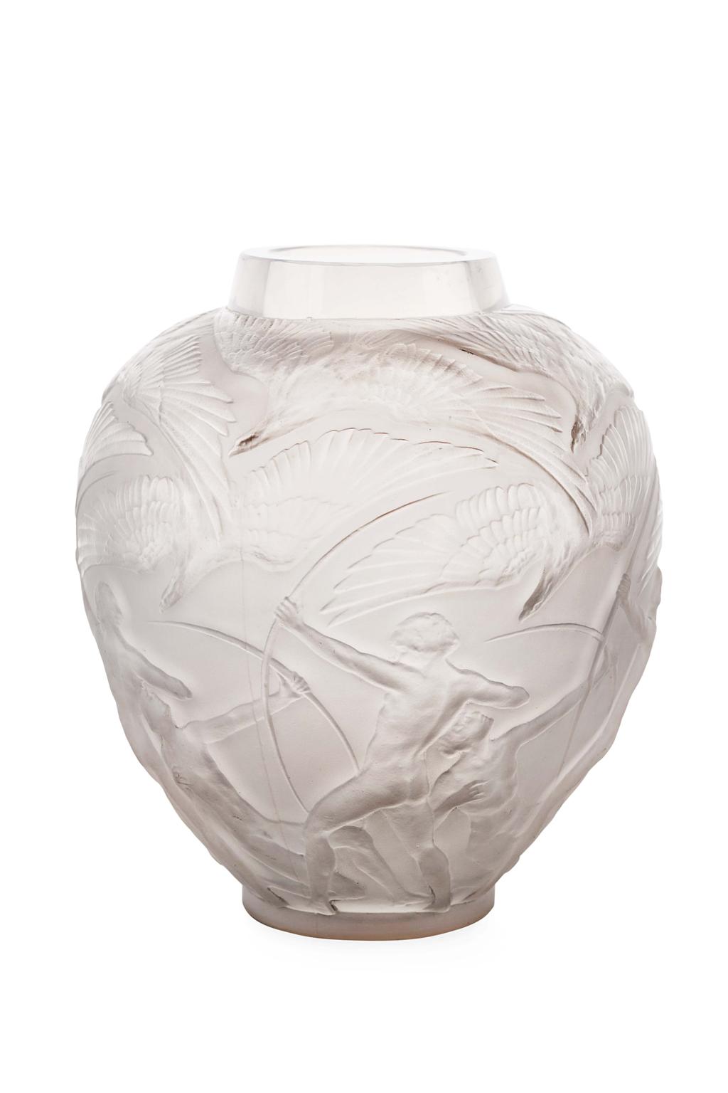 Appraisal: REN LALIQUE - 'ARCHERS' CASED OPALESCENT GLASS VASE DESIGNED of