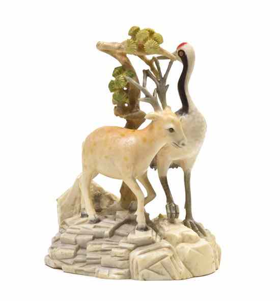 Appraisal: A Chinese Carved Ivory Finial of a Spotted Deer and