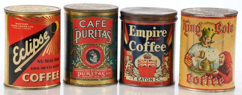 Appraisal: Lot of Coffee Tins Description Very colorful lot includes King