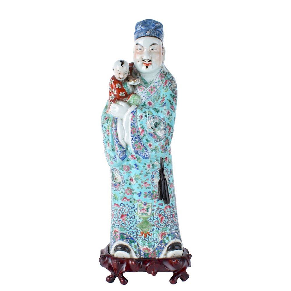 Appraisal: Chinese Immortal and Child Large Chinese Famille Rose Export Porcelain