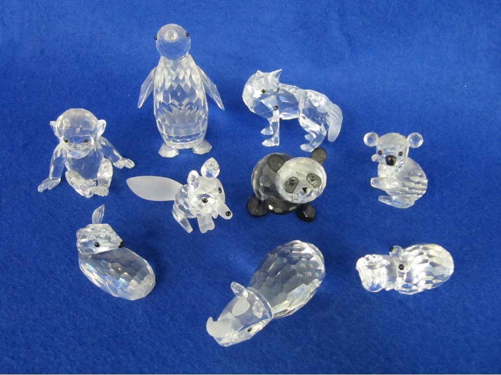 Appraisal: Nine Swarovski animal figures including penguin fox panda koala rhino