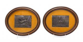 Appraisal: A Pair of Bronze Plaques Height x width inches A