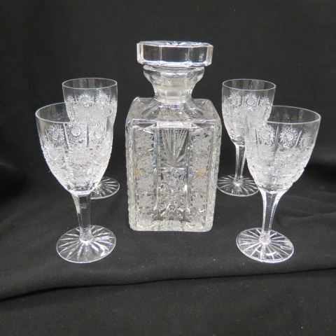 Appraisal: Fine Cut Crystal Decanter and Wines panels of starbursts decanter