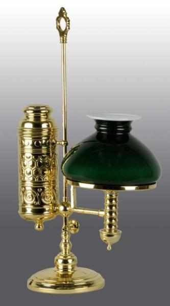 Appraisal: Polished Brass Student Lamp Description Circa With green cased diameter