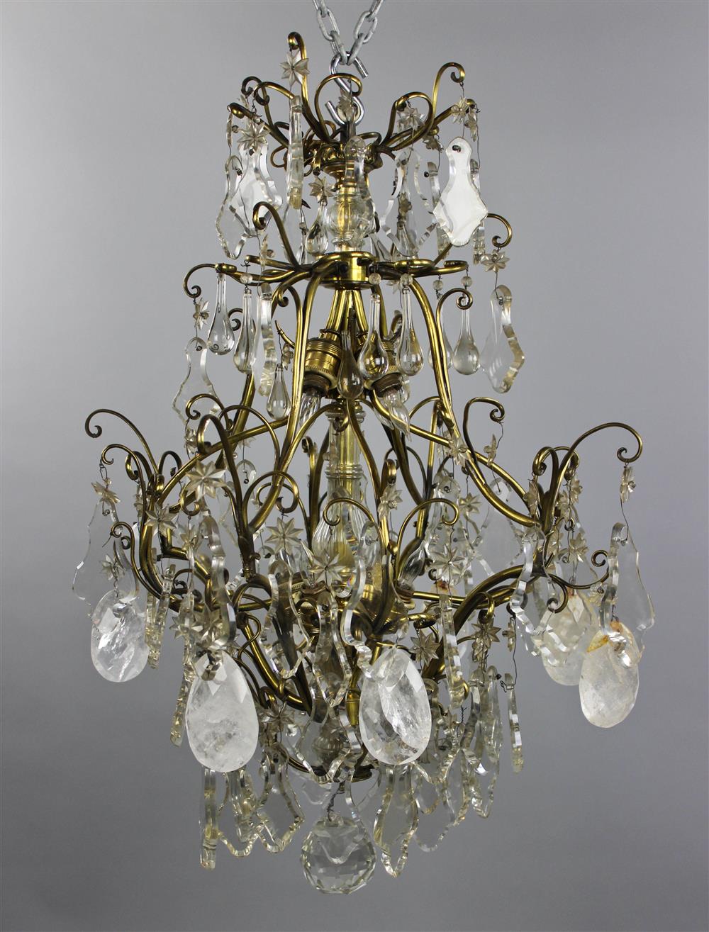 Appraisal: LOUIS XV STYLE GILT BRONZE CUT CLASS AND ROCK CRYSTAL