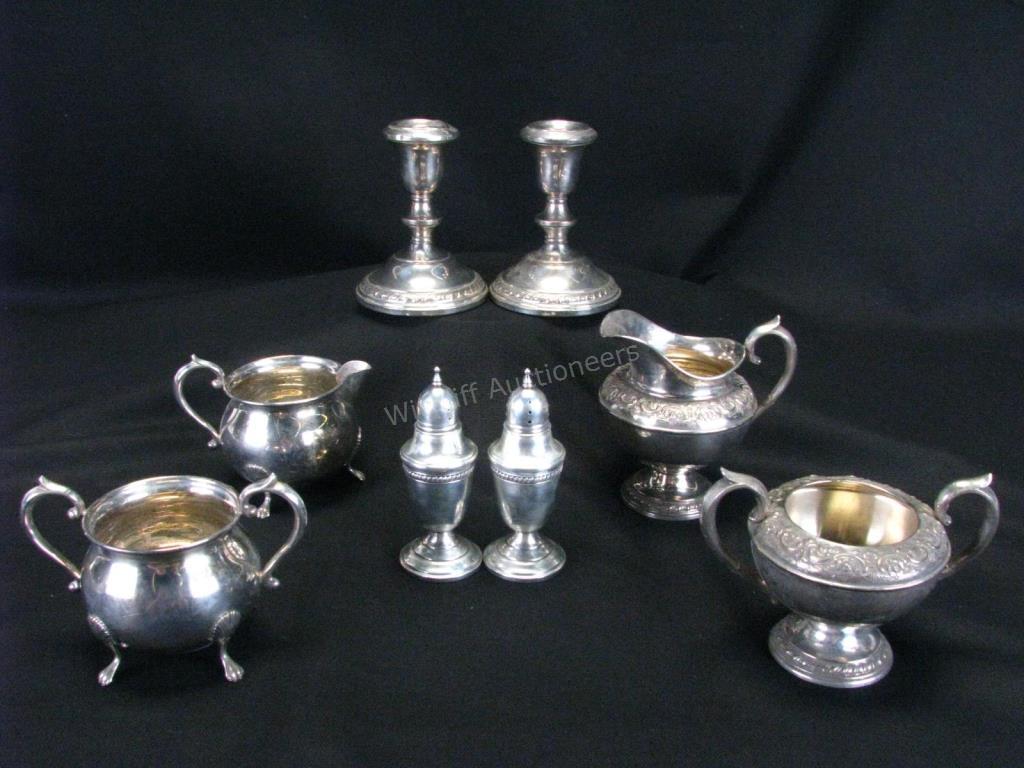 Appraisal: Eight sterling silver items including a pair of Columbia Weighted