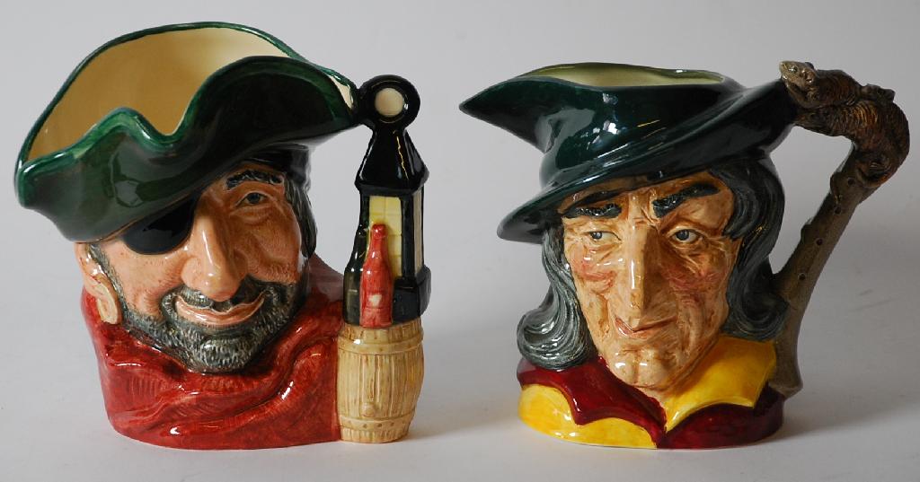 Appraisal: TWO ROYAL DOULTON LARGE SIZED POTTERY CHARACTER JUGS 'Smuggler' D