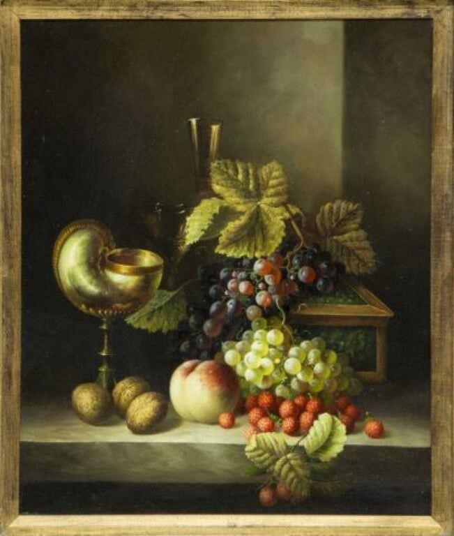 Appraisal: Decorative framed oil on canvas painting Still Life with Fruit