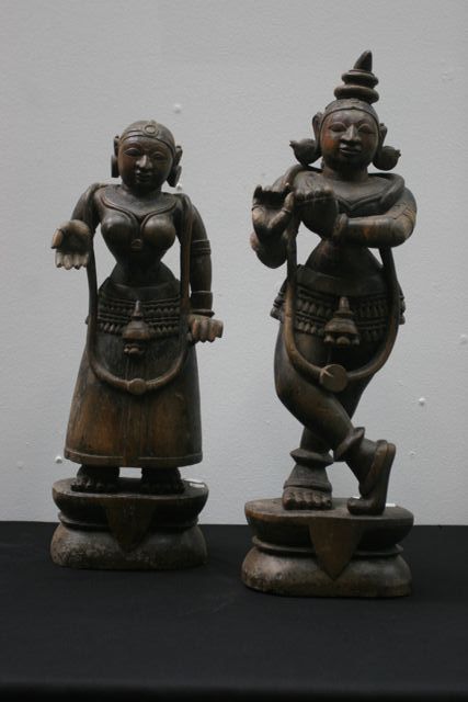 Appraisal: A pair of Radha Krishna figures each figure exquisitely carved